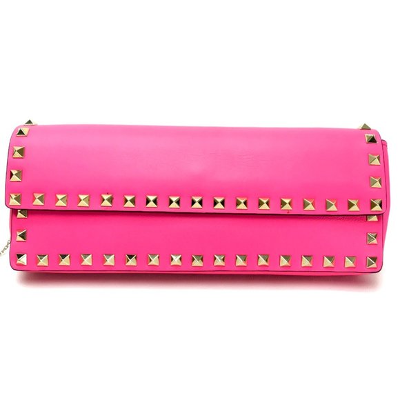 VALENTINO-GARAVANI Shocking Pink Clutch with Bangle Chain - Picture 2 of 13